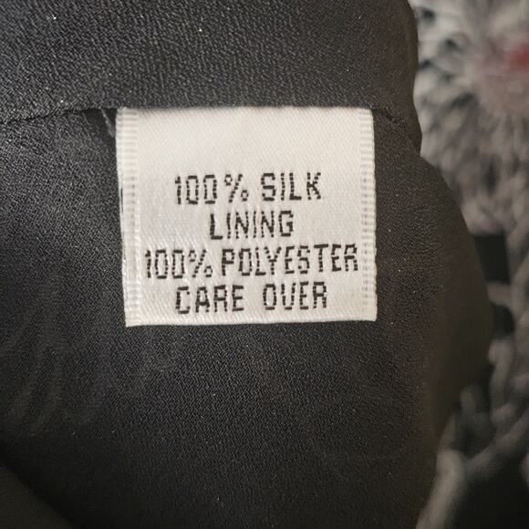 Vintage 80s Yves Cossette Depeche Mode Floral Silk Dress 14 Gothic Dark Floral - Picture 5 of 7